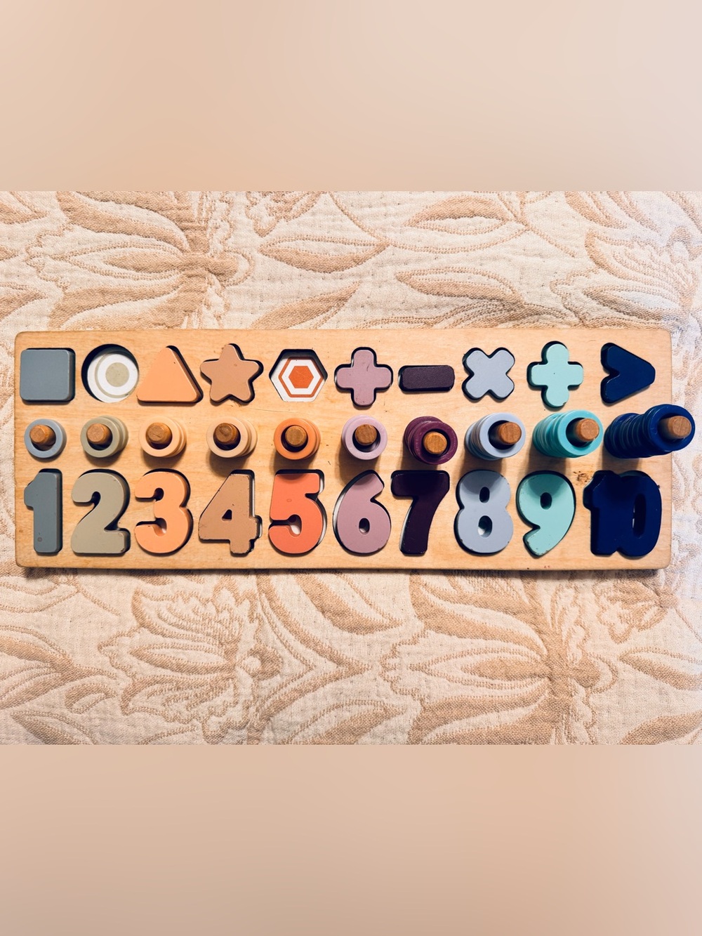 Wooden Montessori Number & Shape Puzzle | Missing 2 Pieces
